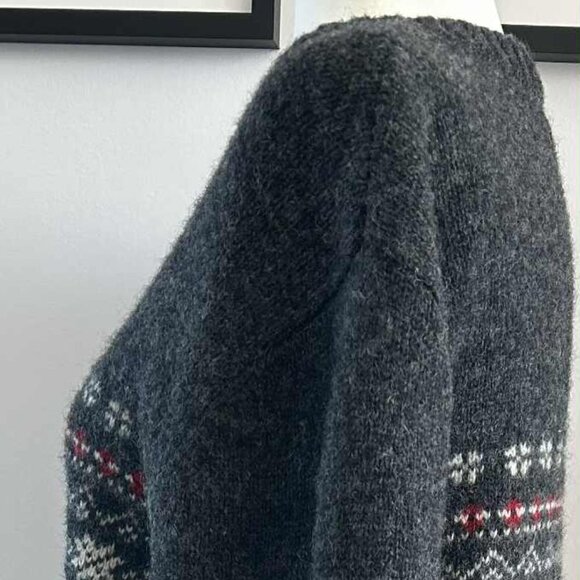 Jacob Charcoal Shetland Wool Vintage Fair Isle Knit Crewneck Sweater – US L - Picture 6 of 12